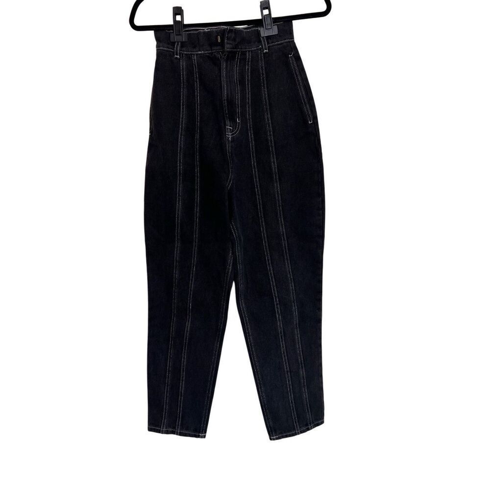 ASOS Pants Womens Size 4 Black Denim‎ High Rise Stitch Detail Cropped Casual